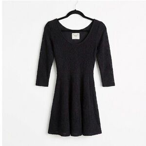 Abercrombie & Fitch Black Lace Skater Dress 3/4 Sleeve Scoop Back Small
